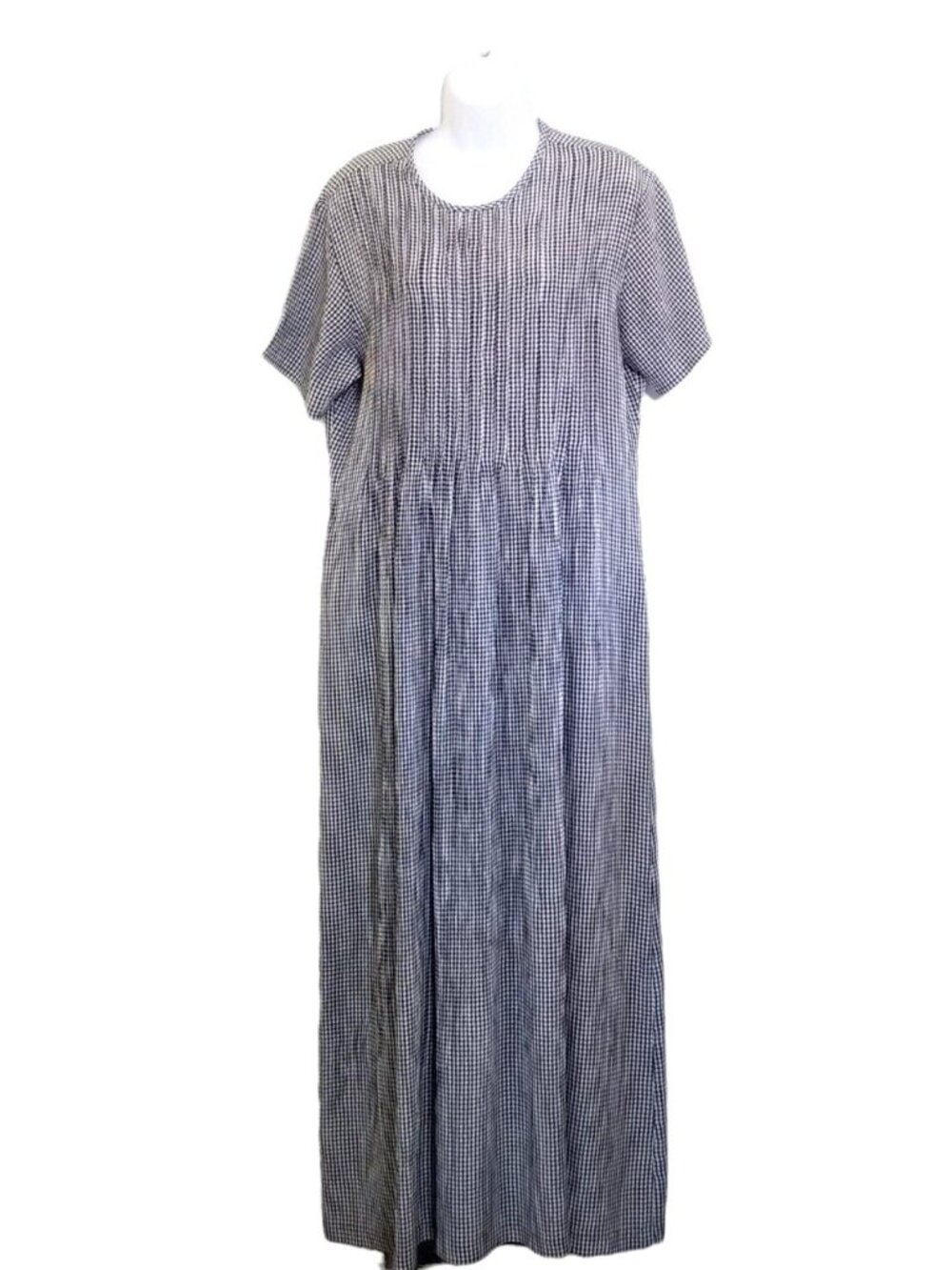 Vintage Central Falls Maxi Dress Women 10 Black White Gingham Seersucker Tie